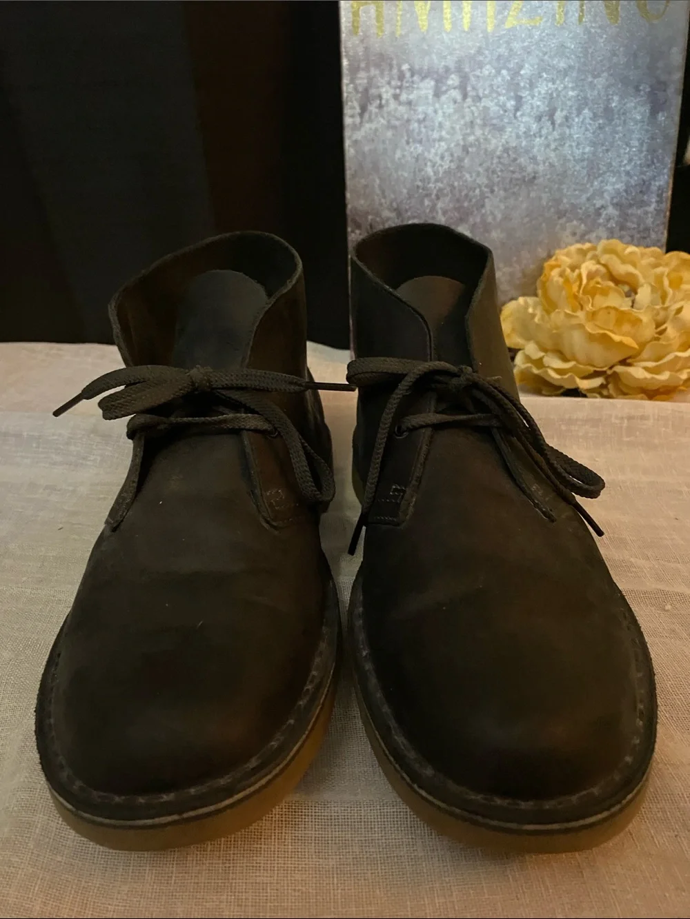 CLARKS SZ 9.5 Bushacre 2 Men’s Charcoal Grey Black Ankle Chukka Boots